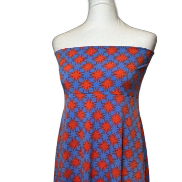 LuLaRoe Blue Orange Pattern Long Boho Maxi Skirt Comfy Womens Style NWOT - Picture 3 of 7